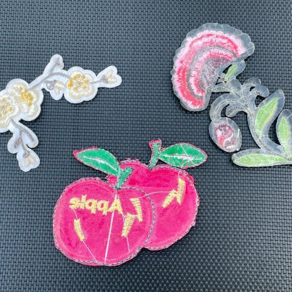 Iron On Patches Lot of 3 Patches Flower and Apple Embroidery Patches for Craft - Picture 7 of 10